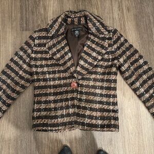 New York & Company Multicolor Plaid Blazer